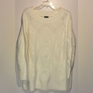 Talbots Plus- Cream Ivory Textured Sweater Neutral Cottagecore- Size 1X